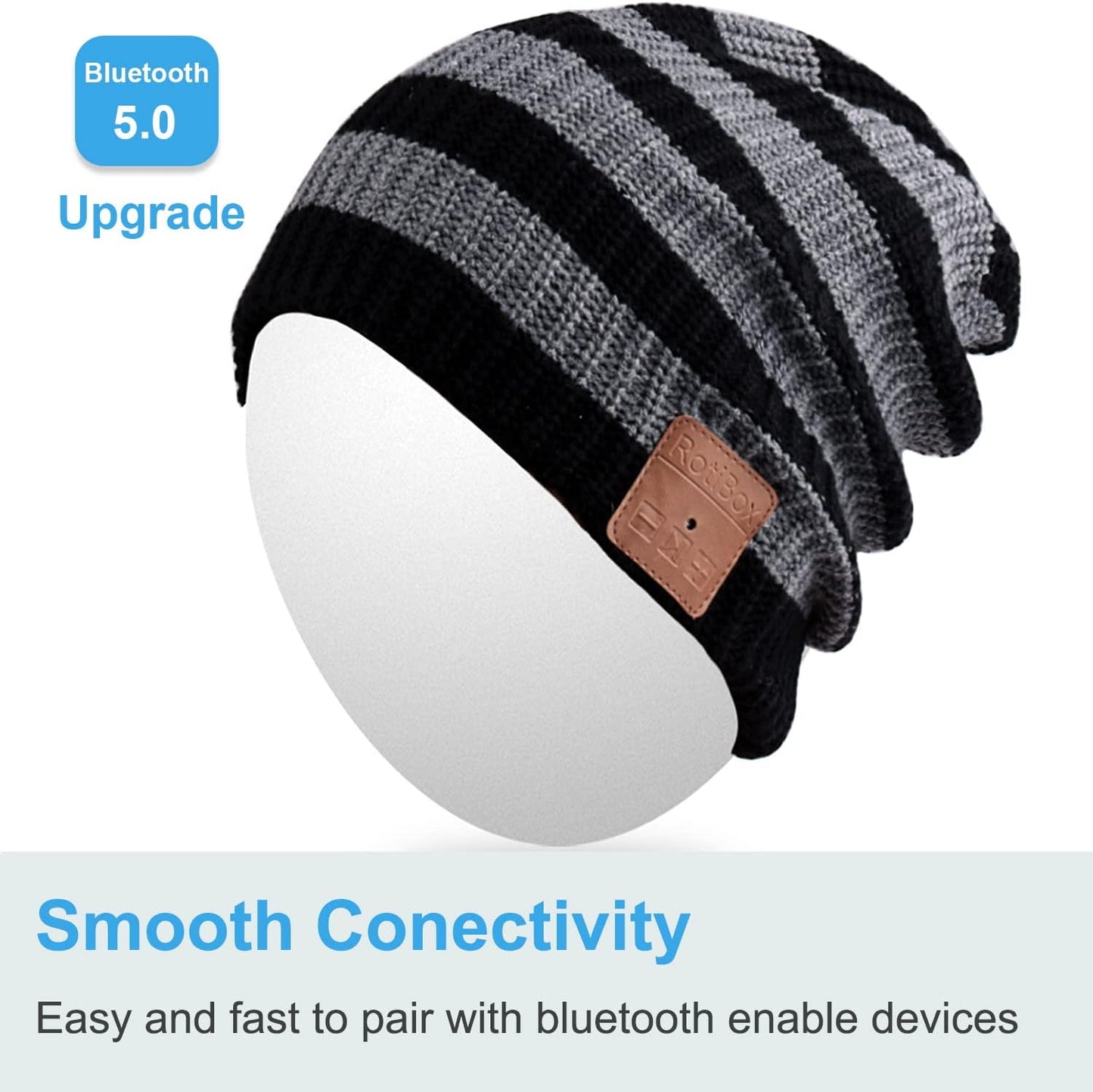 Washable Bluetooth Beanie Hat with Wireless Stereo over Ear Headphones Headsets Earphone Speaker Hands Free