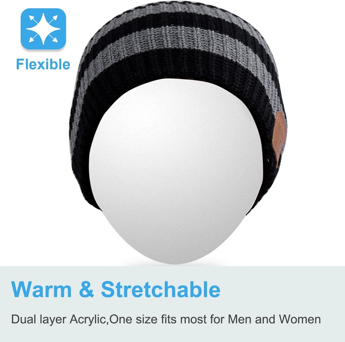 Washable Bluetooth Beanie Hat with Wireless Stereo over Ear Headphones Headsets Earphone Speaker Hands Free