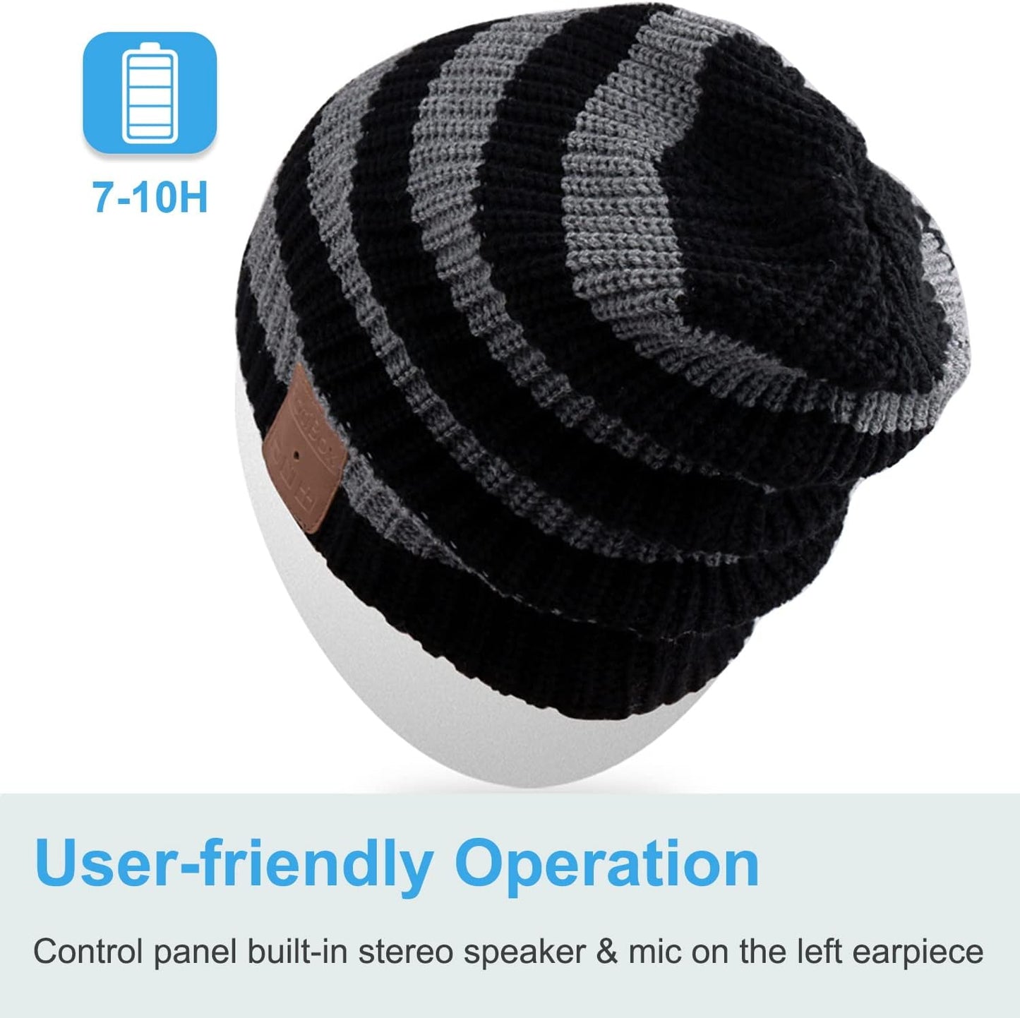 Washable Bluetooth Beanie Hat with Wireless Stereo over Ear Headphones Headsets Earphone Speaker Hands Free