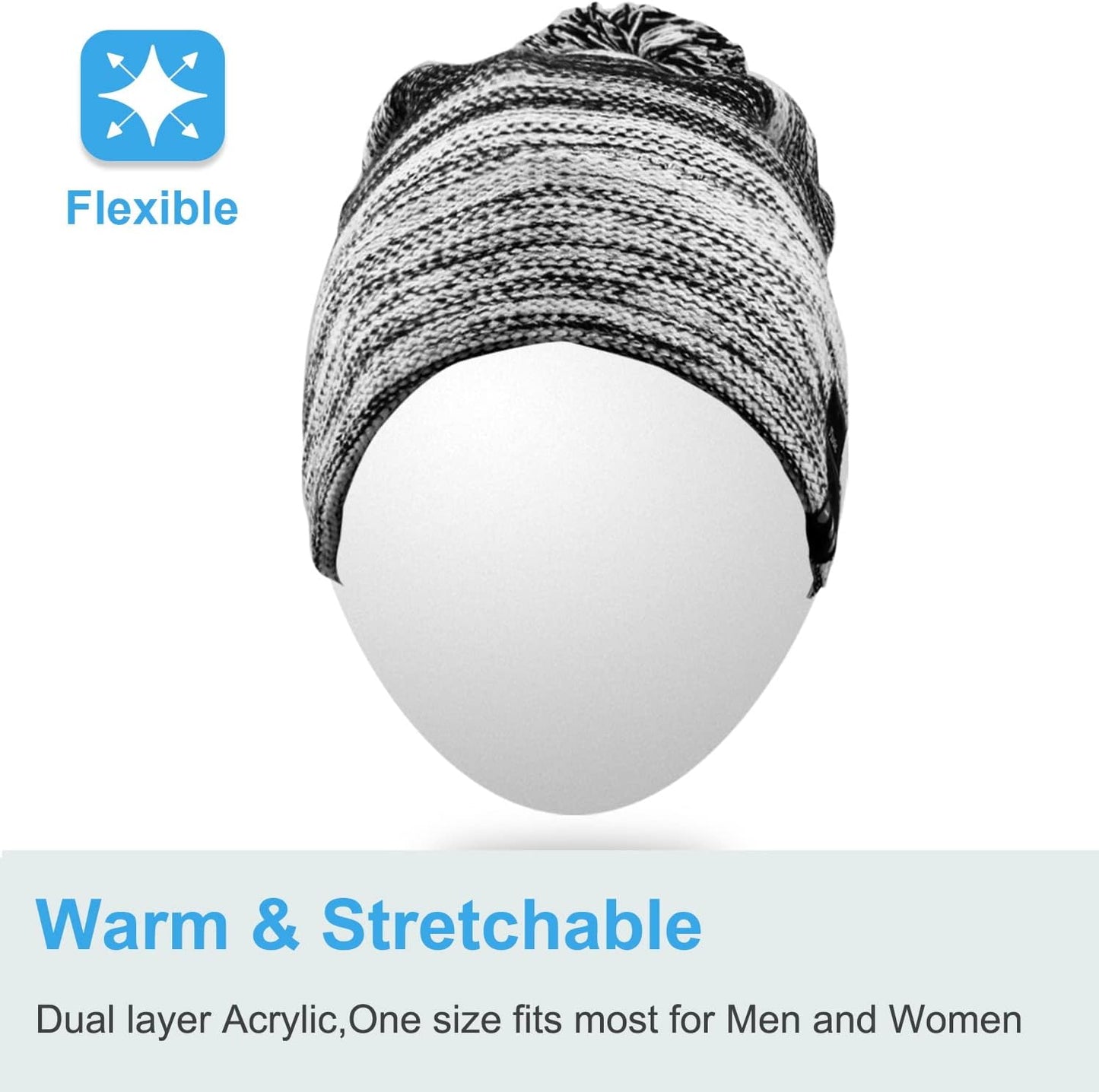 Washable Bluetooth Beanie Hat with Wireless Stereo over Ear Headphones Headsets Earphone Speaker Hands Free