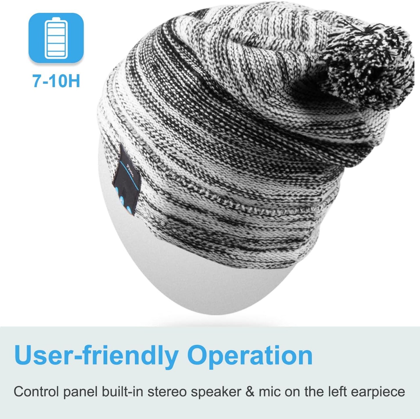 Washable Bluetooth Beanie Hat with Wireless Stereo over Ear Headphones Headsets Earphone Speaker Hands Free