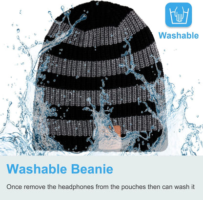 Washable Bluetooth Beanie Hat with Wireless Stereo over Ear Headphones Headsets Earphone Speaker Hands Free